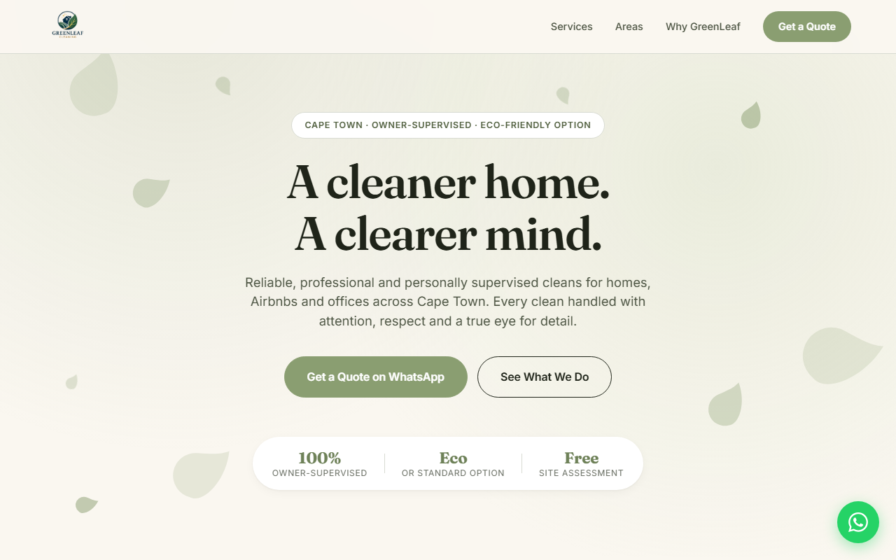 GreenLeaf Cleaning website preview