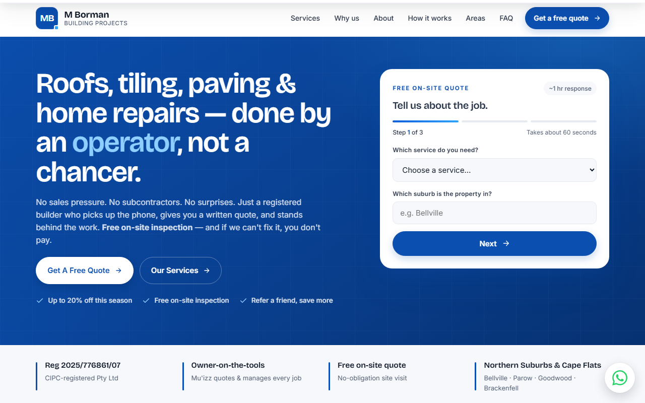 M Borman Building website preview